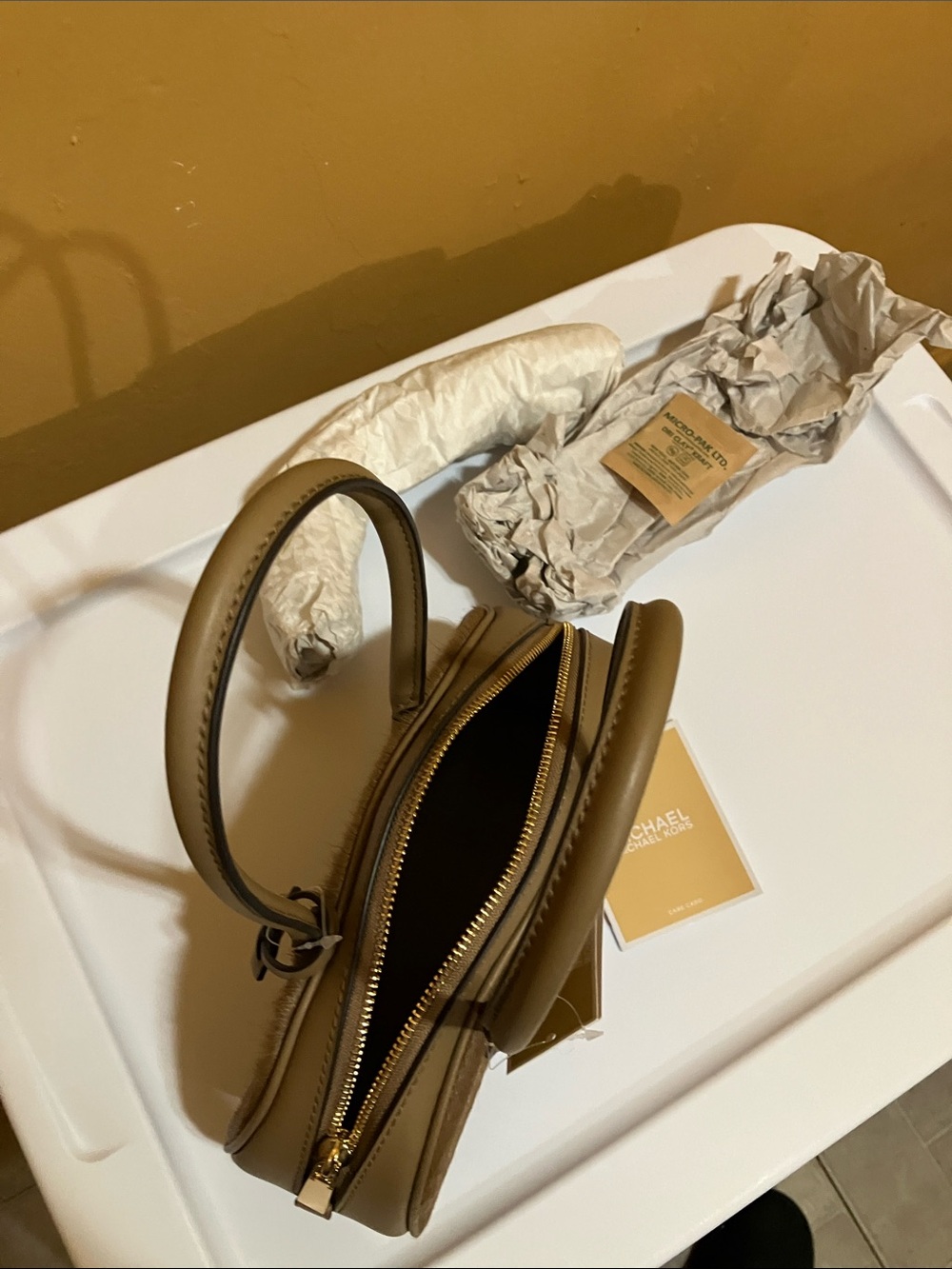 Michael Kors LULU Husk SM Handle Satchel Haircalf - Picture 9 of 14